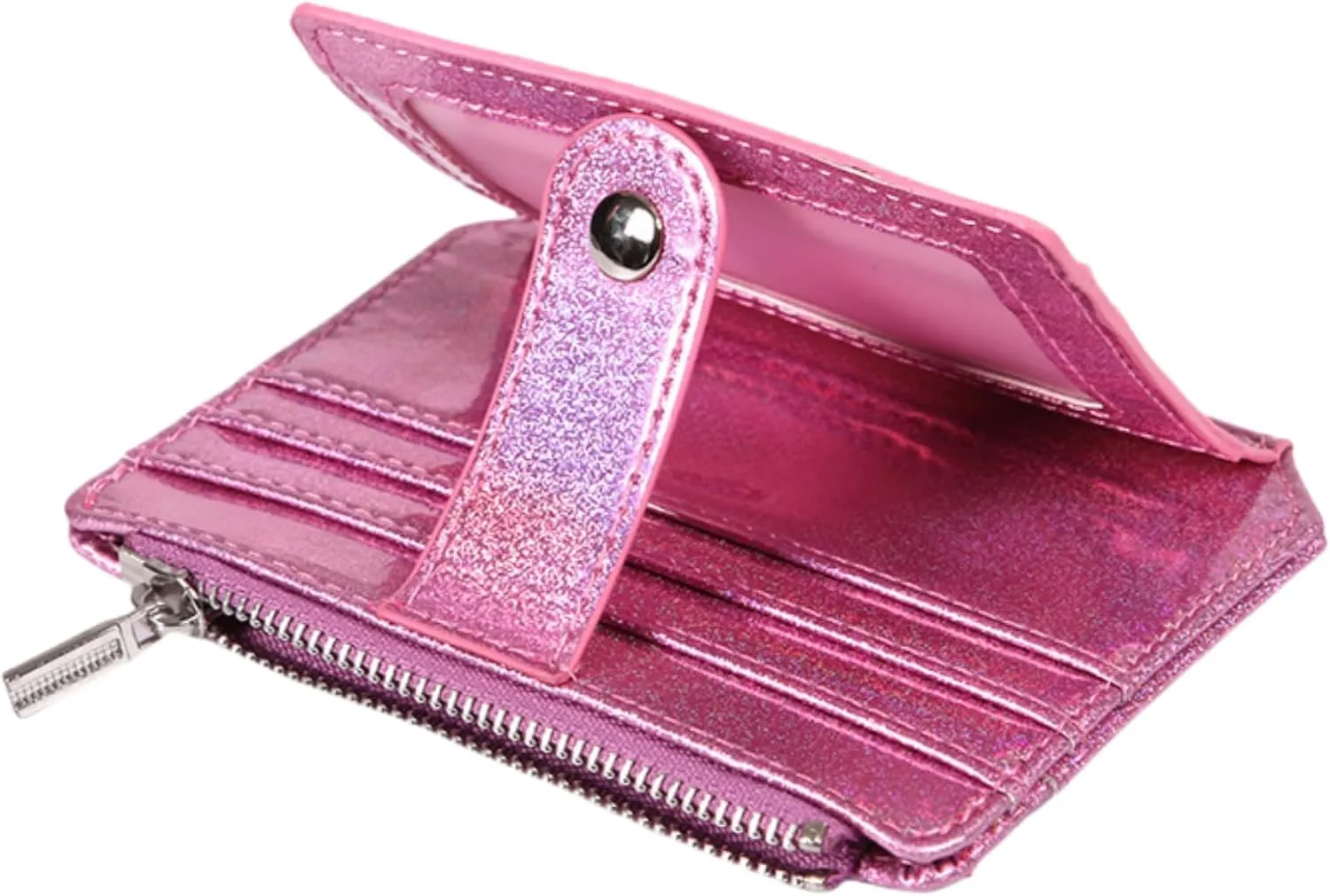 RARITYUS Women Shiny Wallet Holographic Bifold Glitter Leather Small Card Holder Coin Purse Clutch Wallet