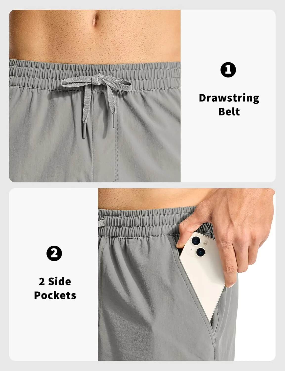 Rdruko Men's Hiking Shorts 9'' Quick Dry Lightweight Work Cargo Outdoor Elastic Waist Shorts with Zipper Pockets