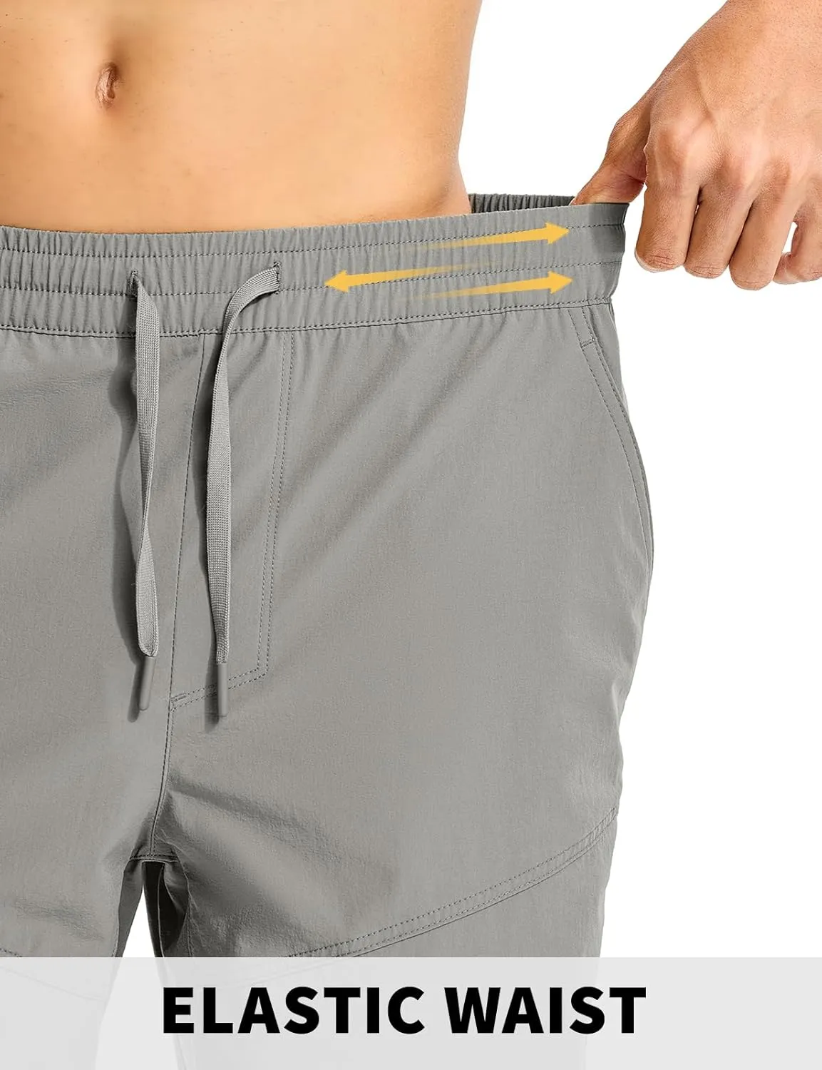Rdruko Men's Hiking Shorts 9'' Quick Dry Lightweight Work Cargo Outdoor Elastic Waist Shorts with Zipper Pockets
