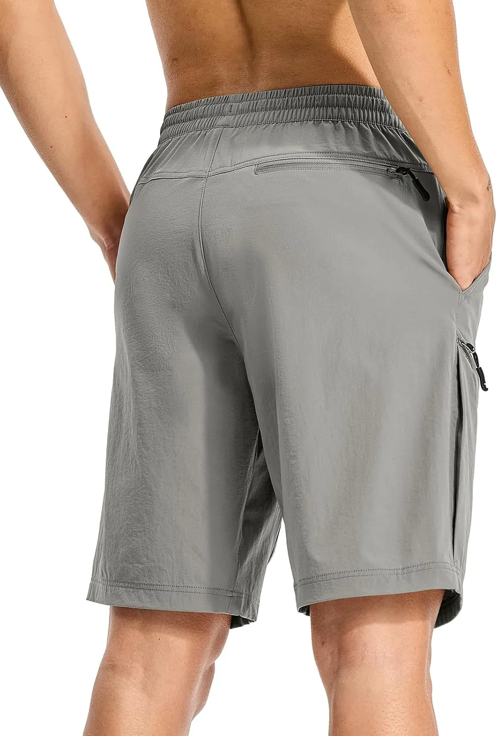 Rdruko Men's Hiking Shorts 9'' Quick Dry Lightweight Work Cargo Outdoor Elastic Waist Shorts with Zipper Pockets