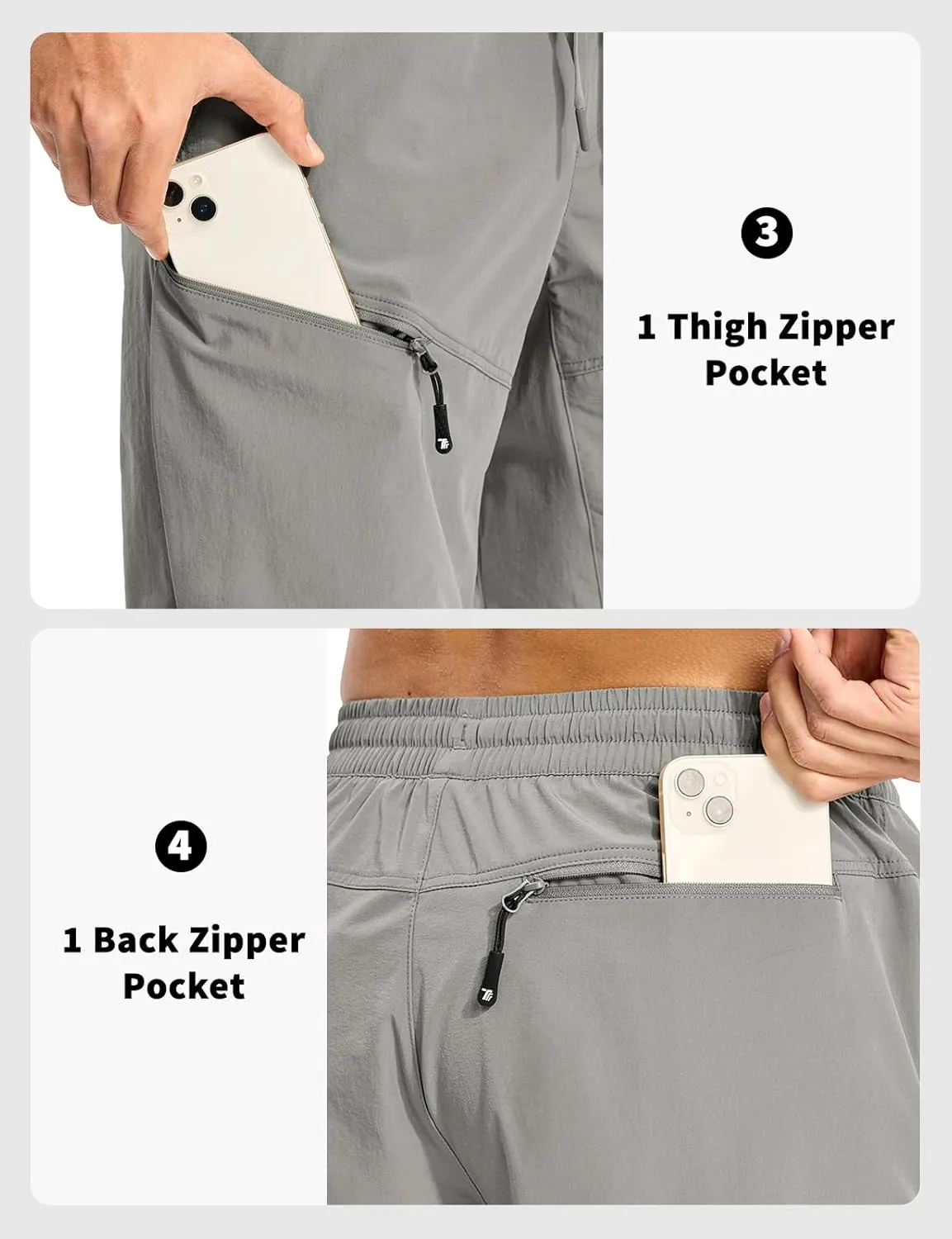 Rdruko Men's Hiking Shorts 9'' Quick Dry Lightweight Work Cargo Outdoor Elastic Waist Shorts with Zipper Pockets
