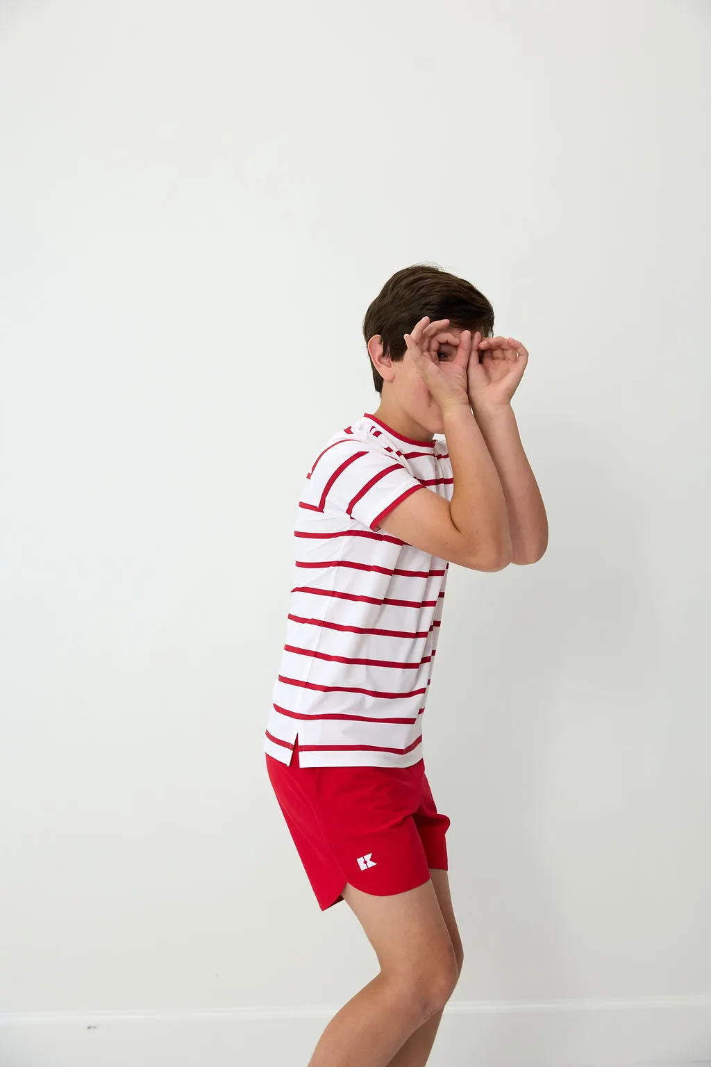 red and white stripe practice shirt
