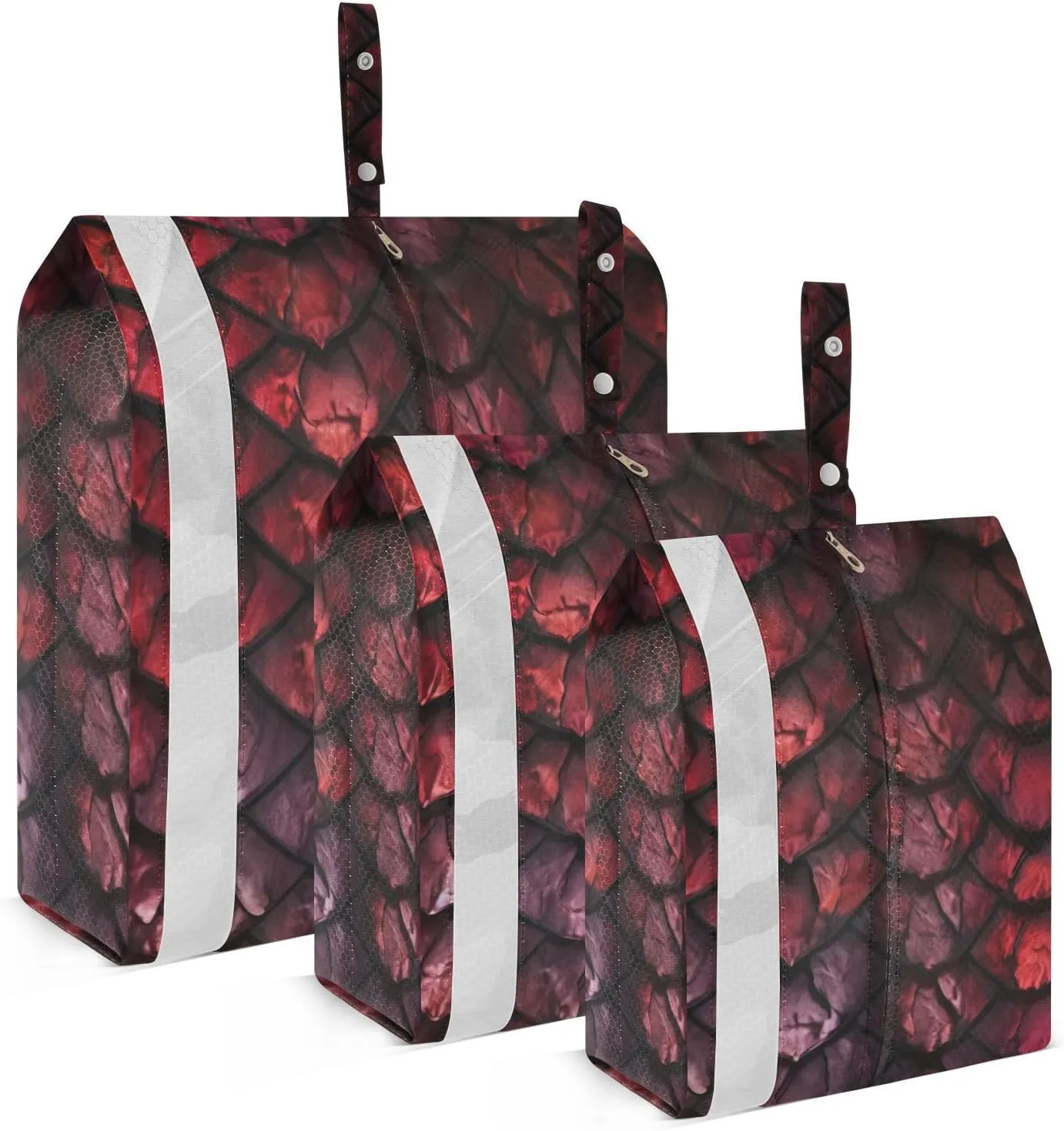 Red Dragon Travel Storage Bag with Lanyard - Portable Lightweight Classified Storage Bag with Zipper, Dust and Waterproof Travel Packing Cube for Suitcase,3 Pieces