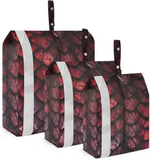 Red Dragon Travel Storage Bag with Lanyard - Portable Lightweight Classified Storage Bag with Zipper, Dust and Waterproof Travel Packing Cube for Suitcase,3 Pieces