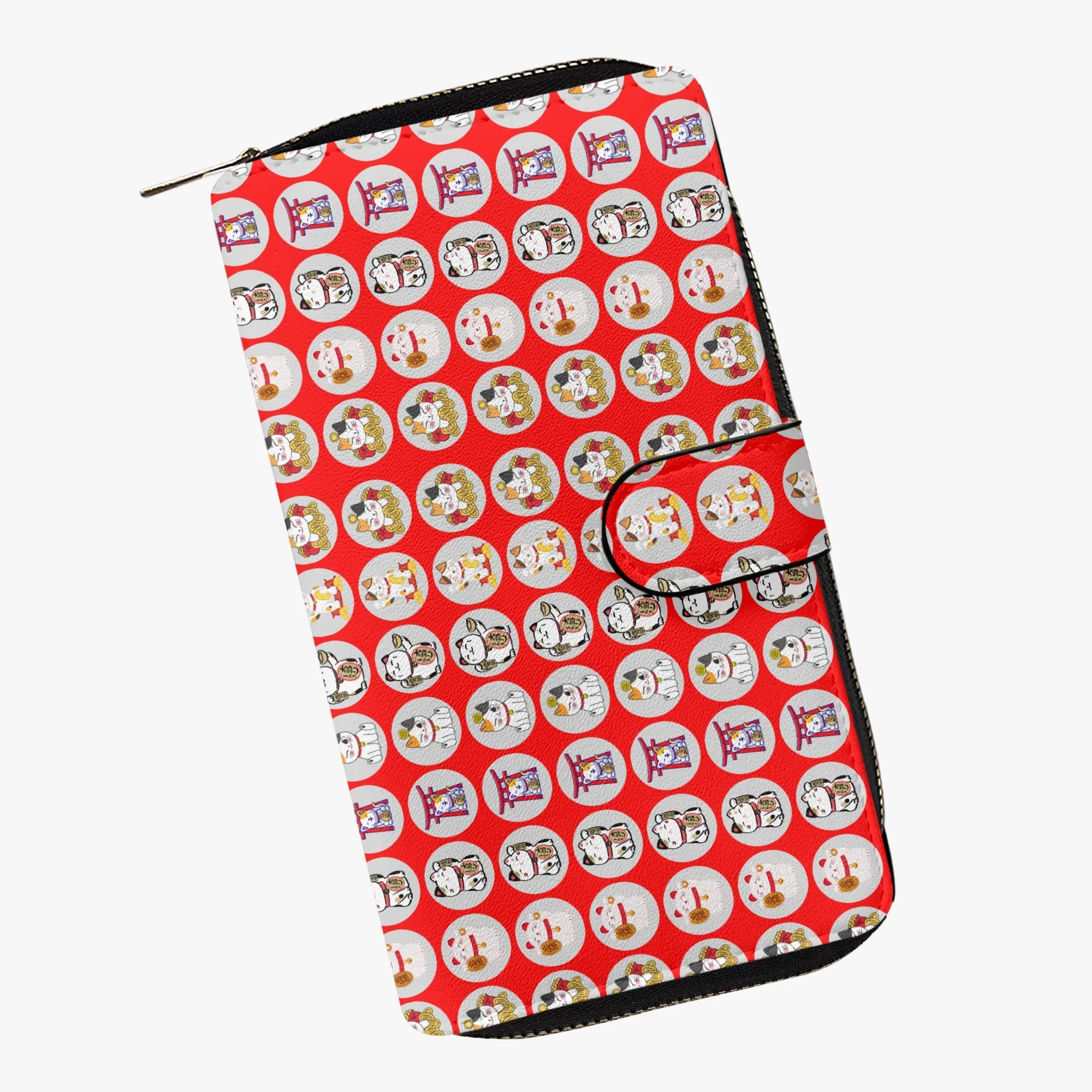 Red Fengshui Lucky Cat Long Flap Wallet