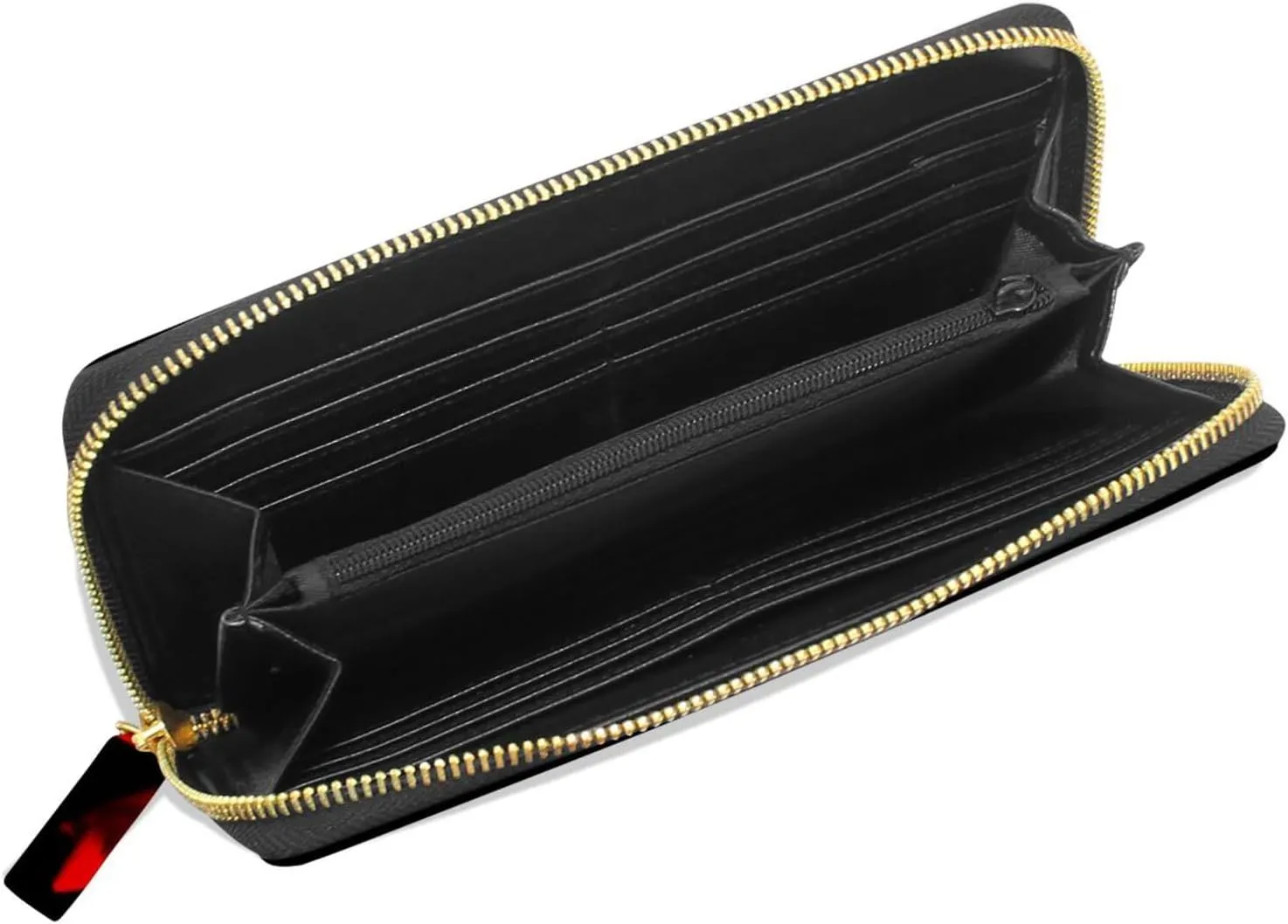 Red Rose Petal on Black Background Leather Long Wallet Organizer with Zipper Purse Clutch Bag for Women Men Key Card Coin Passport Checkbook 8 x 4 inch