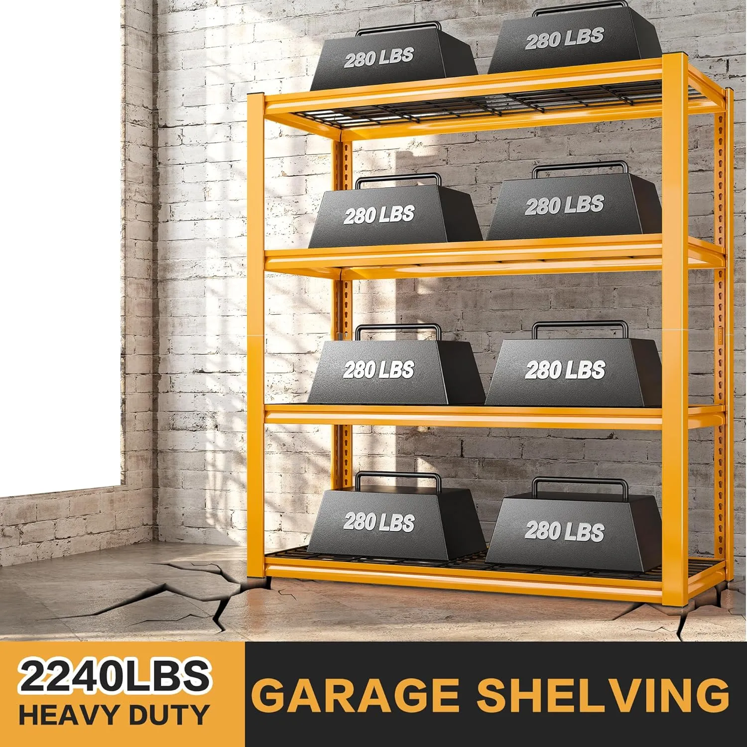 REIBII 40" W Garage Shelving 2240 LBS Storage Shelves Adjustable Heavy Duty Shelving 4 Tier Metal Shelves for Storage 59.5" H Metal Shelf for Pantry Basement Warehouse 40" W × 19.5" D × 59.5" H