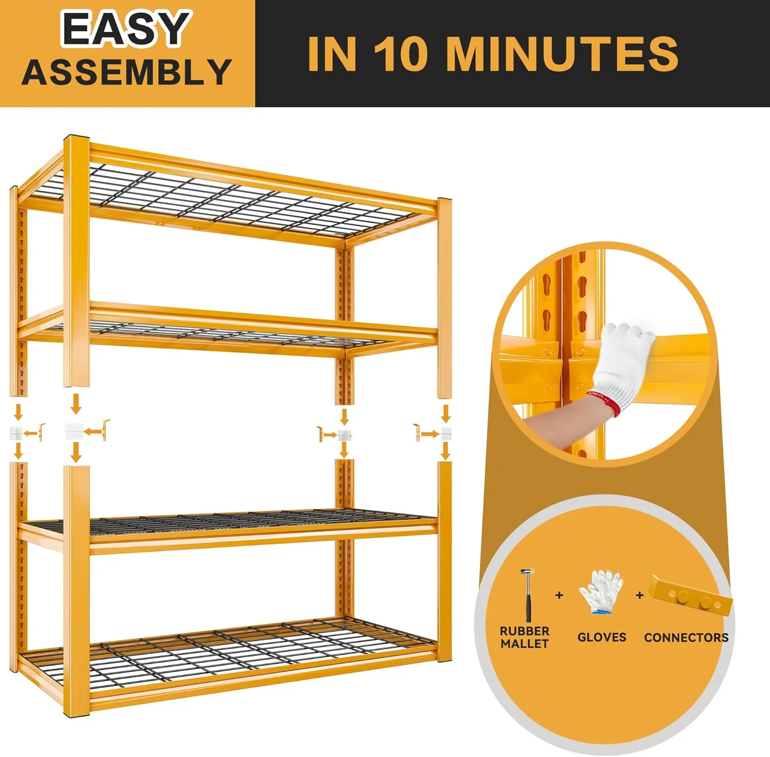 REIBII 40" W Garage Shelving 2240 LBS Storage Shelves Adjustable Heavy Duty Shelving 4 Tier Metal Shelves for Storage 59.5" H Metal Shelf for Pantry Basement Warehouse 40" W × 19.5" D × 59.5" H