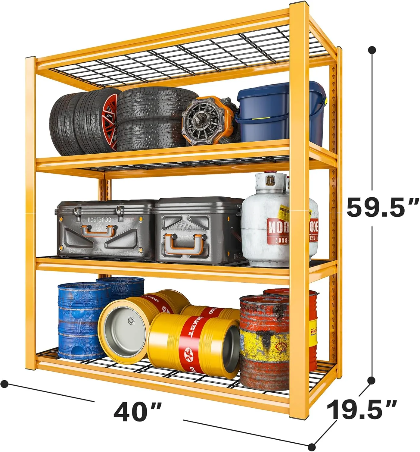REIBII 40" W Garage Shelving 2240 LBS Storage Shelves Adjustable Heavy Duty Shelving 4 Tier Metal Shelves for Storage 59.5" H Metal Shelf for Pantry Basement Warehouse 40" W × 19.5" D × 59.5" H