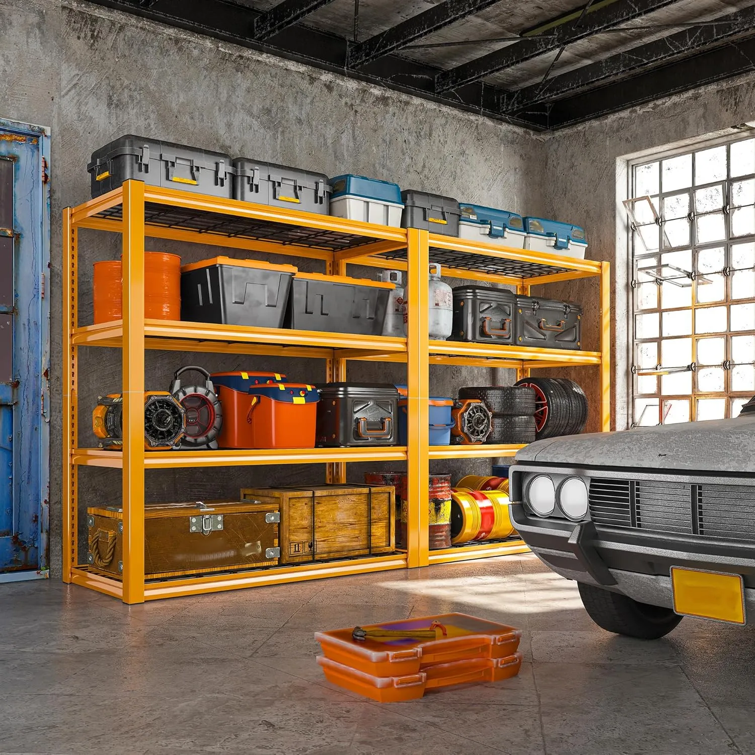 REIBII 40" W Garage Shelving 2240 LBS Storage Shelves Adjustable Heavy Duty Shelving 4 Tier Metal Shelves for Storage 59.5" H Metal Shelf for Pantry Basement Warehouse 40" W × 19.5" D × 59.5" H