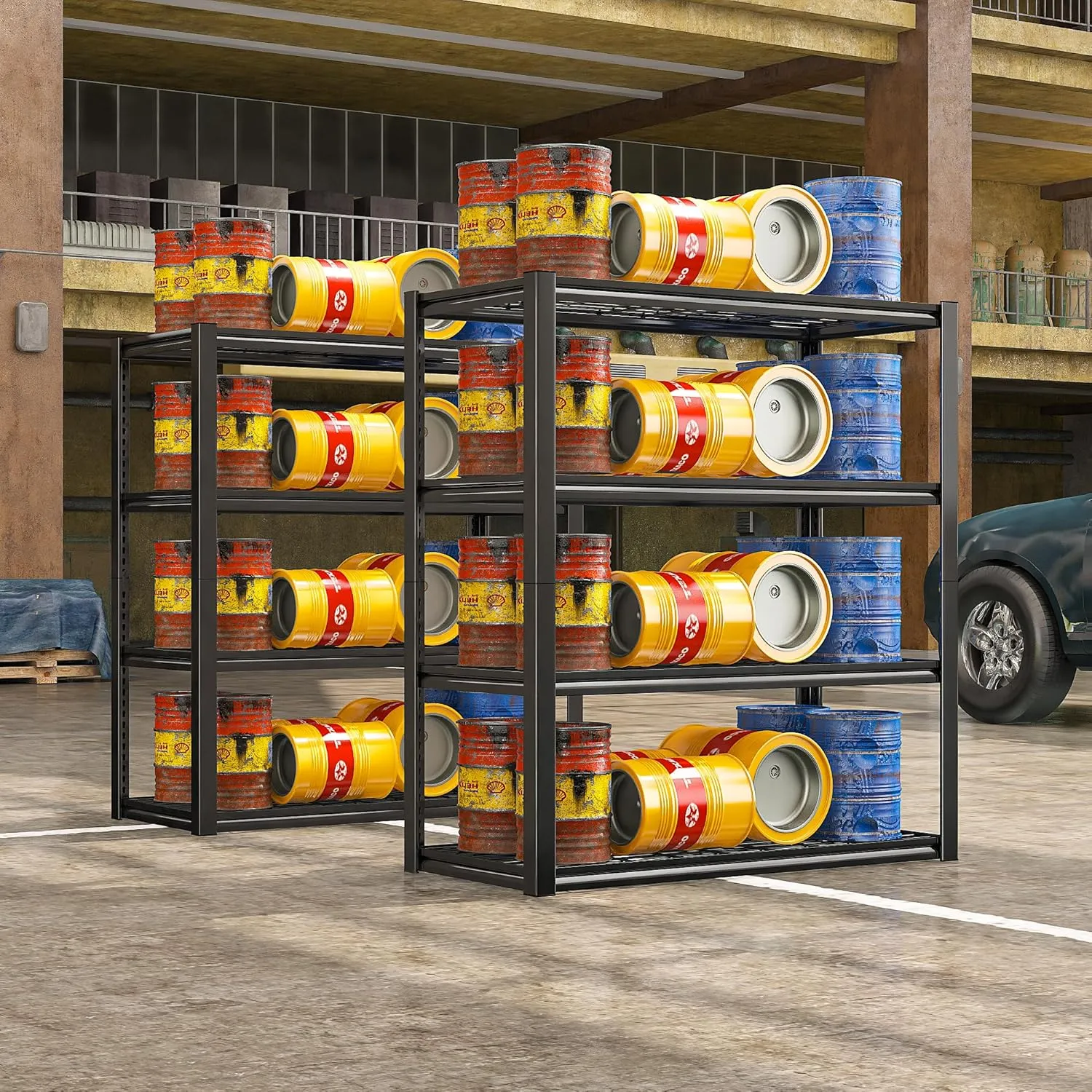 REIBII 40" W Garage Shelving 2240 LBS Storage Shelves Adjustable Metal Shelving Heavy Duty 4 Tier Metal Shelves for Pantry Basement Warehouse 40" W × 19.5" D × 59.5" H