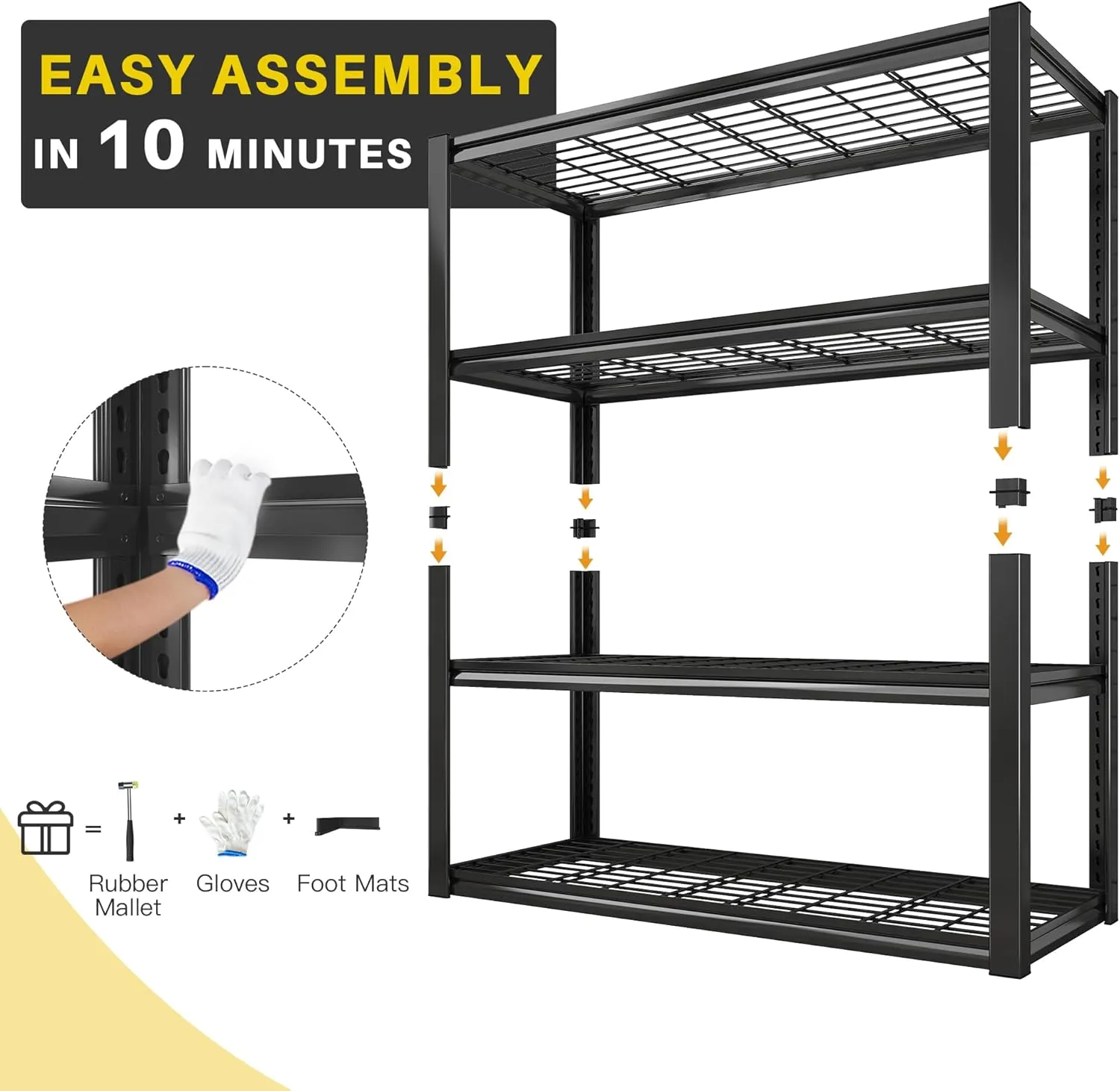 REIBII 40" W Garage Shelving 2240 LBS Storage Shelves Adjustable Metal Shelving Heavy Duty 4 Tier Metal Shelves for Pantry Basement Warehouse 40" W × 19.5" D × 59.5" H
