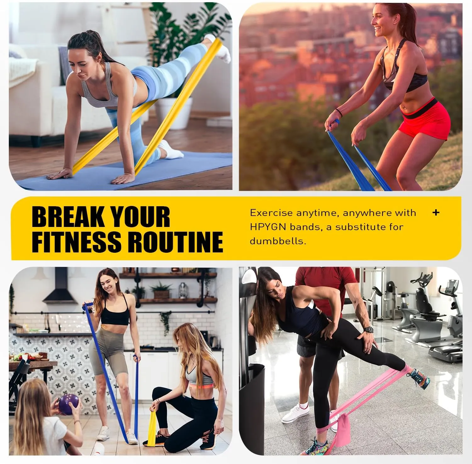 Resistance Bands, Exercise Bands, Physical Therapy Bands for Strength Training, Yoga, Pilates, Stretch Elastic Band with Different Strengths, Workout Bands for Home Gym
