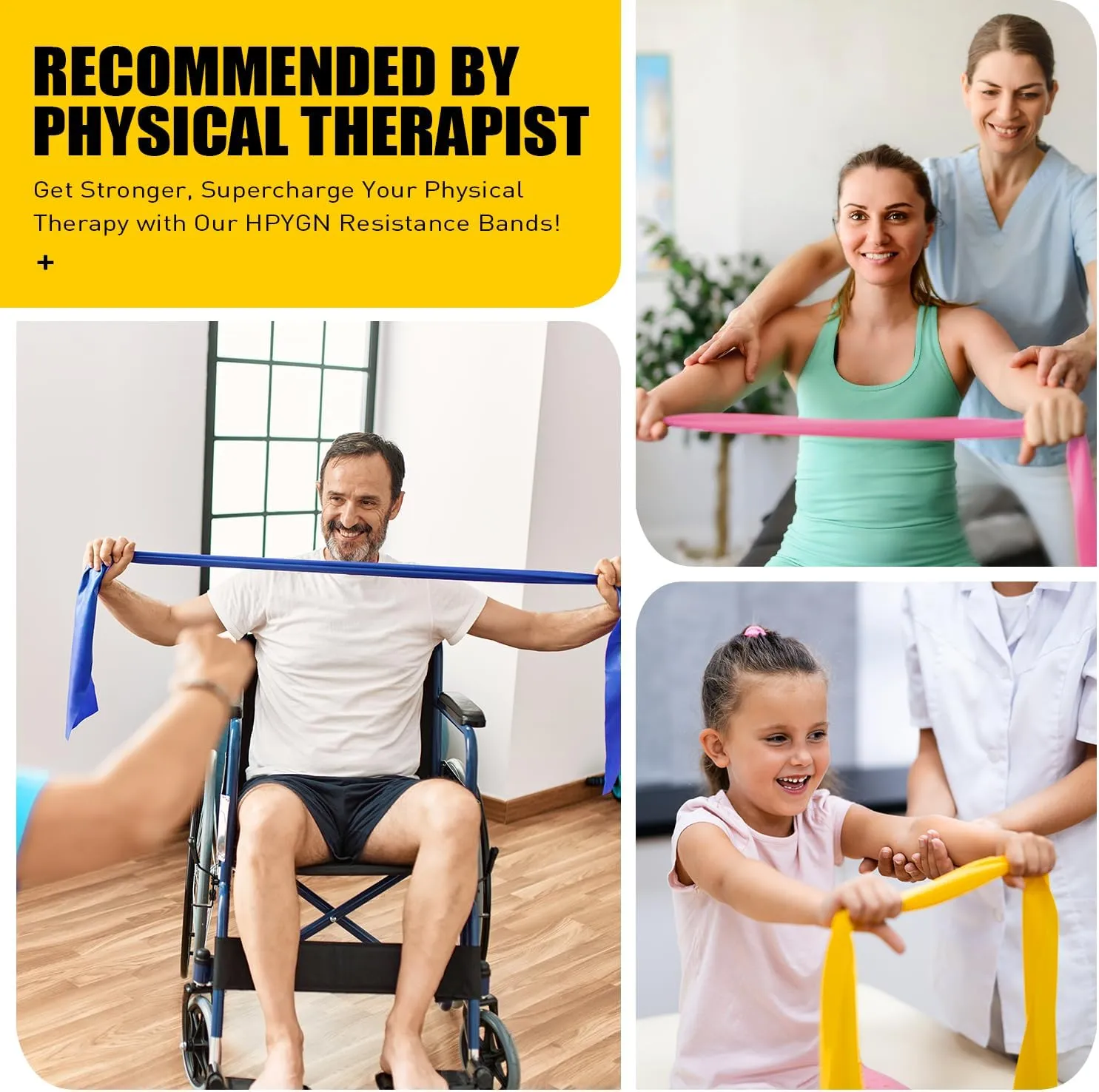Resistance Bands, Exercise Bands, Physical Therapy Bands for Strength Training, Yoga, Pilates, Stretch Elastic Band with Different Strengths, Workout Bands for Home Gym
