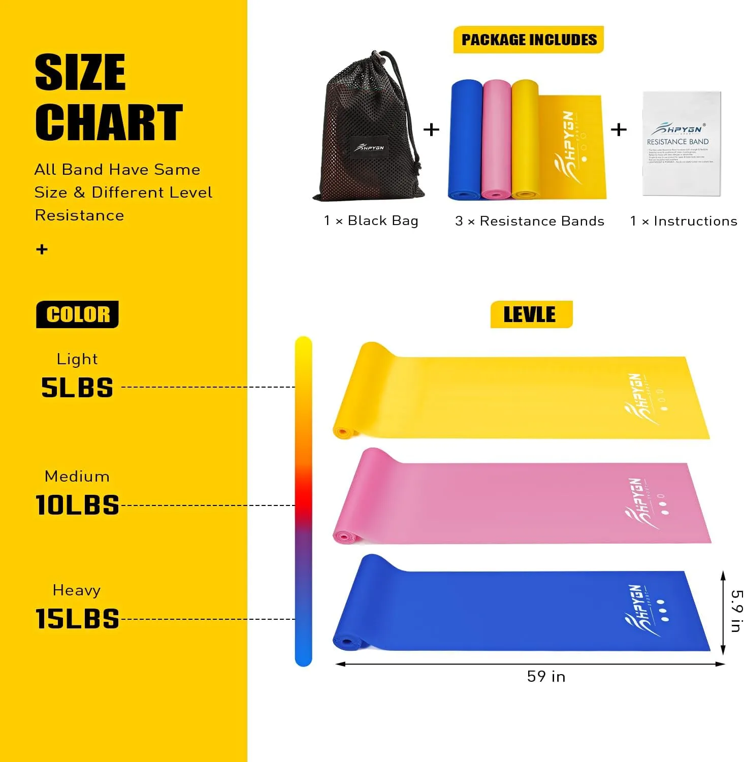 Resistance Bands, Exercise Bands, Physical Therapy Bands for Strength Training, Yoga, Pilates, Stretch Elastic Band with Different Strengths, Workout Bands for Home Gym