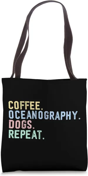Retro Coffee Dogs Oceanography Science Student Oceanography Tote Bag