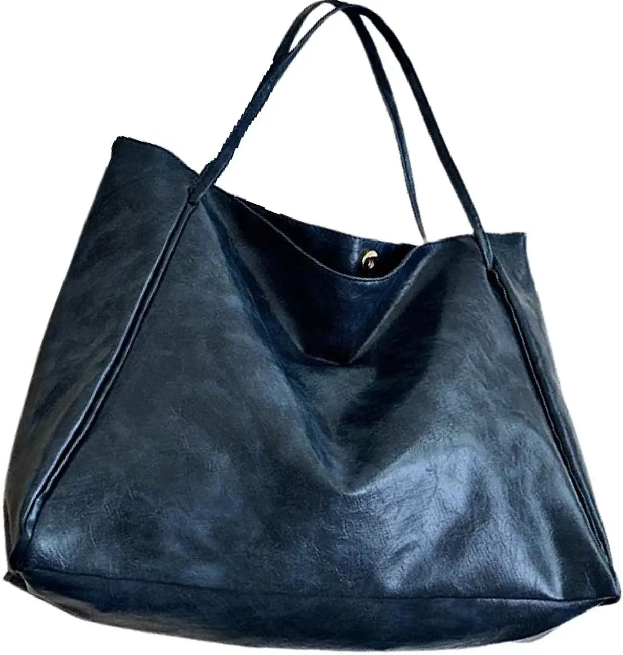Retro Tote Bag for Women PU Leather Handbags Large Handheld Shoulder Bag with Botton School Office Travel Essentials