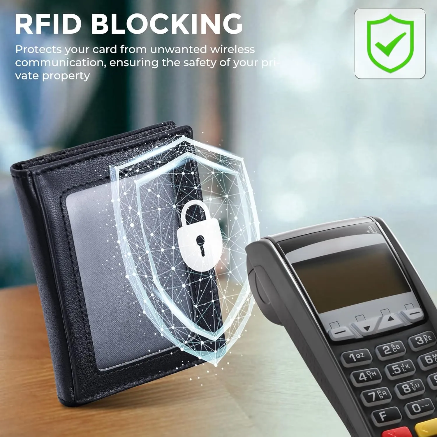 RFID Blocking Front Pocket Minimalist Slim Leather Bifold Wallet Credit Card Case Holder ID Window