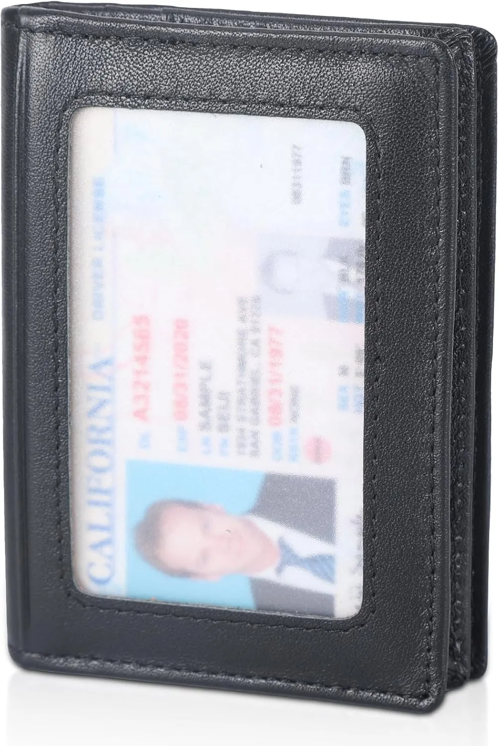 RFID Blocking Front Pocket Minimalist Slim Leather Bifold Wallet Credit Card Case Holder ID Window