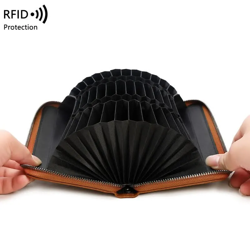 RFID Blocking PU Leather Accordion Wallet – Multi-Slot Card Holder