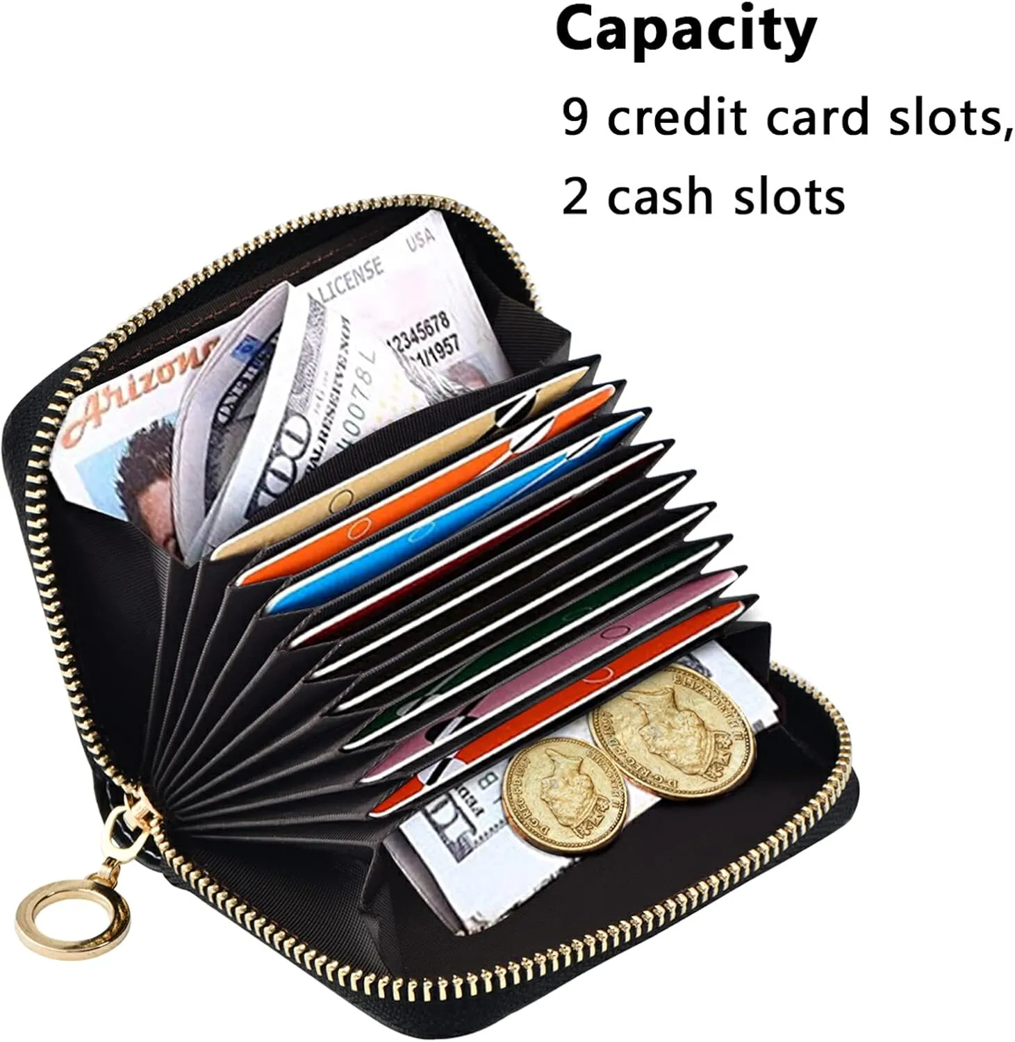 RFID Credit Card Holder Mushrooms Berries Leather With Zipper Card Case Wallet for Women Girls