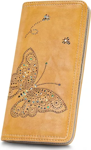 RFID Wallet Women Ultra Slim Thin Womens Wallet Compact Clutch Long Ladies Wallet for Women YELLOW