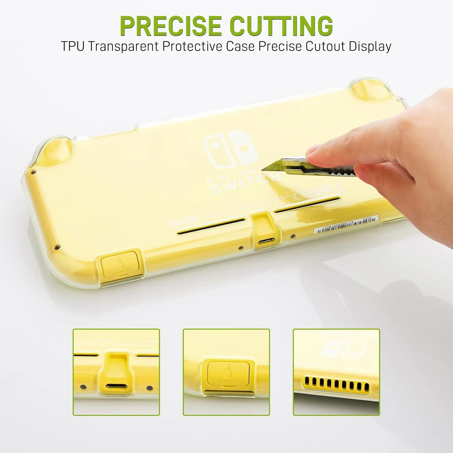 RHOTALL Carrying Case for Nintendo Switch Lite,Shockproof Portable Accessories Bundle Travel Bag,TPU Case Cover with Screen Protector,10 Thumb Grips (Yellow)
