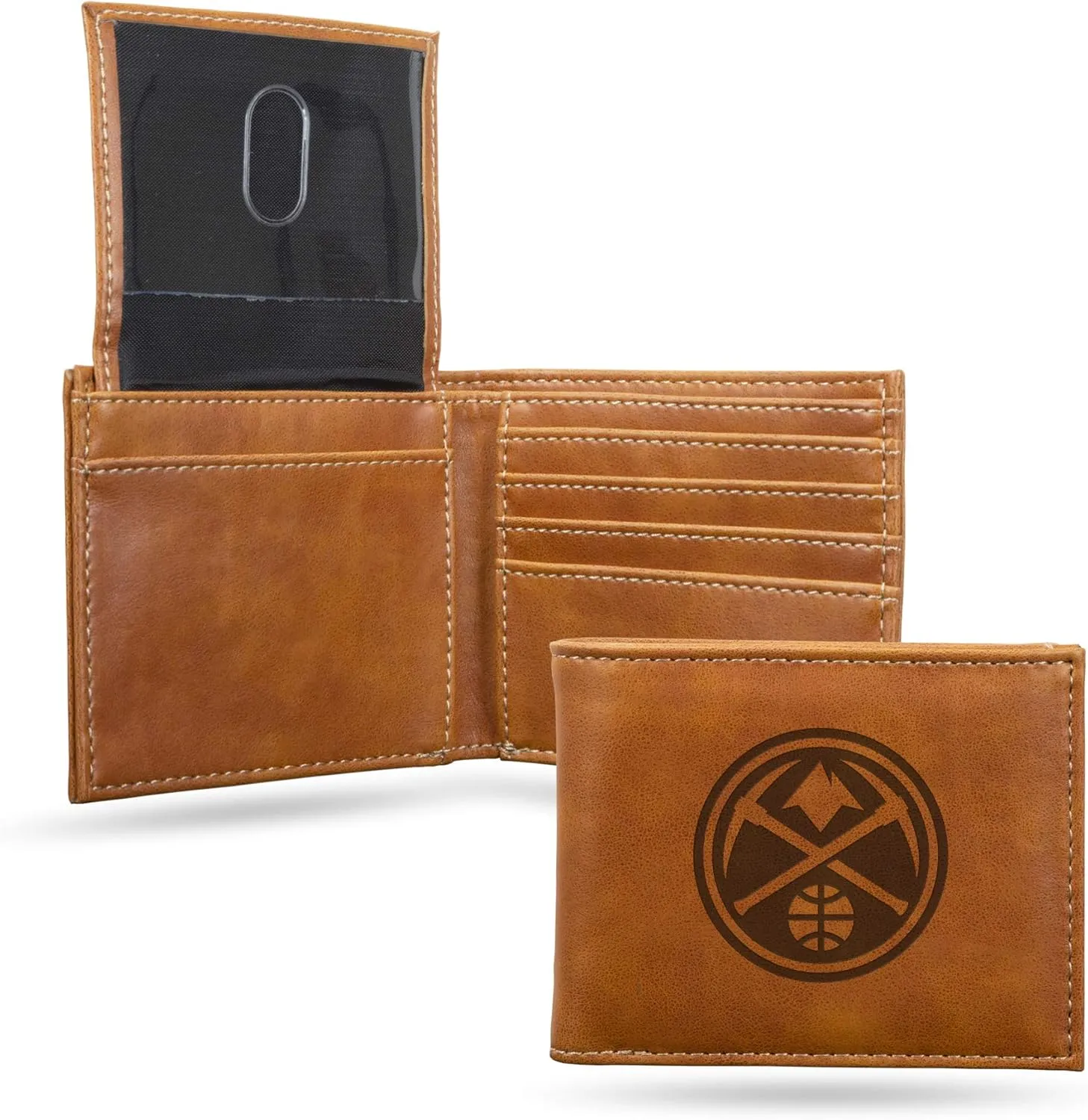 Rico Industries NBA Laser Engraved Billfold Wallet Laser Engraved Bill-fold Wallet - Slim Design - Great Gift