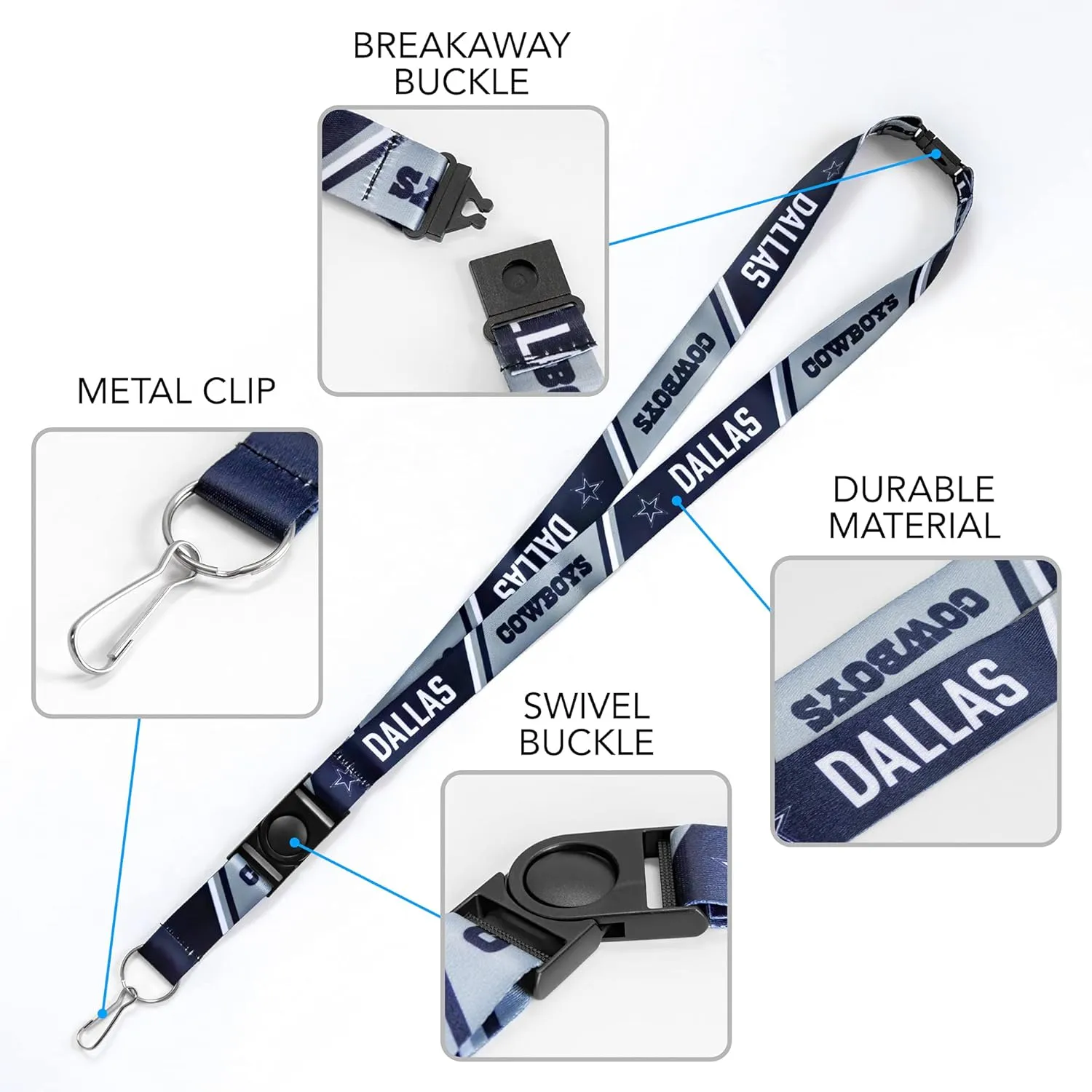 Rico Industries NHL Hockey 18" x 1" Premium Unisex-Adult Safety Breakaway Lanyard