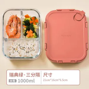 Roborobo Clark Divided Heat-Resistant Glass Food Storage Container - Finnish Red, 1000ml