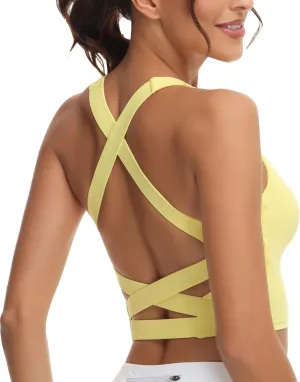 romansong Strappy Yoga Sports Bras for Women Padded Criss-Cross Back Tank Tops