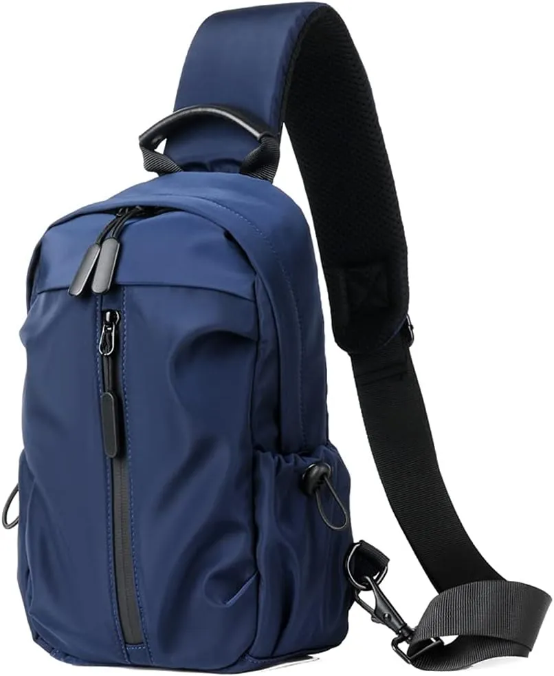 ROUROU Chest Bag for Men Large Capacity Crossbody Bag Hiking Shoulder Bag Breathable for Outdoors with USB Charger Port