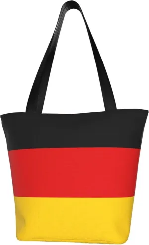 Rqwaaed Germany Flag Women'S Casual One Shoulder Carry Shopping Bag Large Capacity Working Storage Handbag