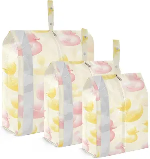 Rubber Ducks Travel Storage Bag with Lanyard - Portable Lightweight Classified Storage Bag with Zipper, Dust and Waterproof Travel Packing Cube for Suitcase,3 Pieces