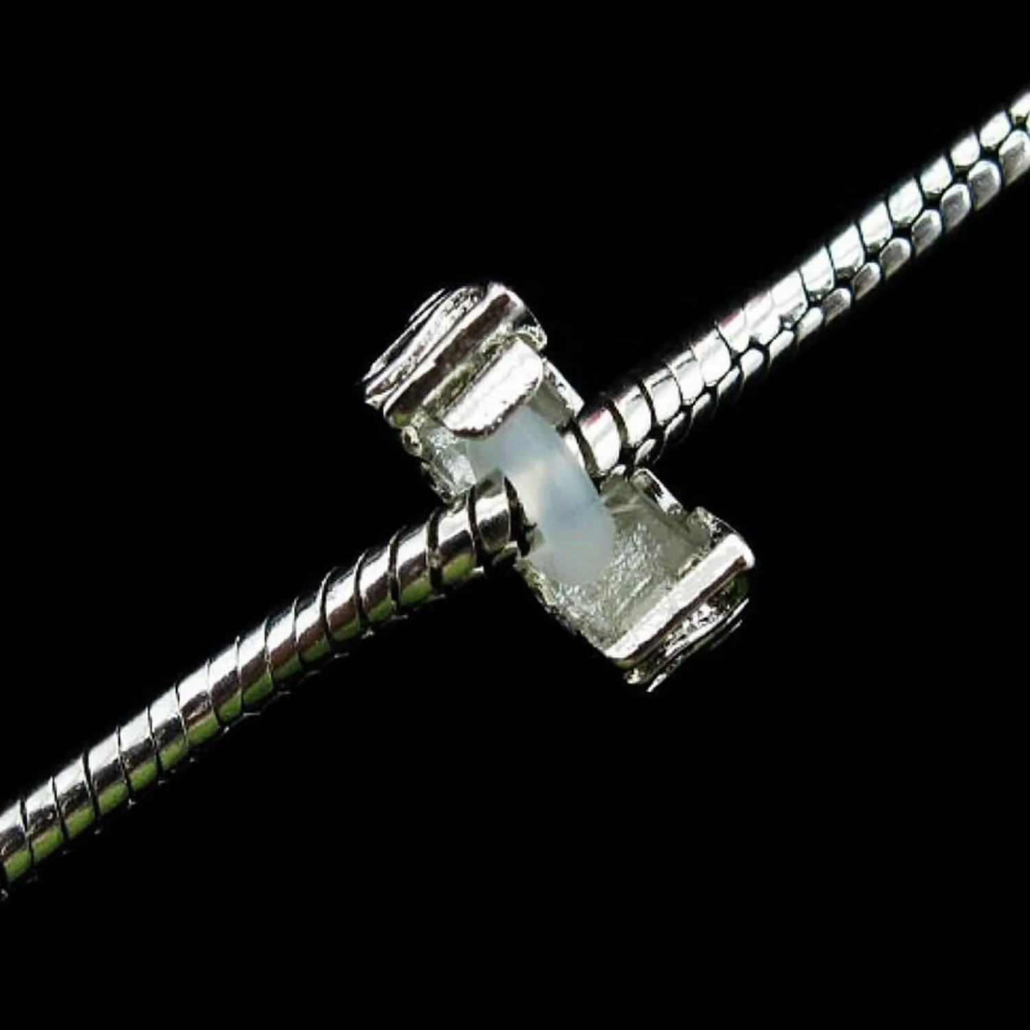 RUBYCA Clip Lock Clasps Beads w/Silicone O-Ring Stopper fit European Charm Bracelet (20pcs Silver)