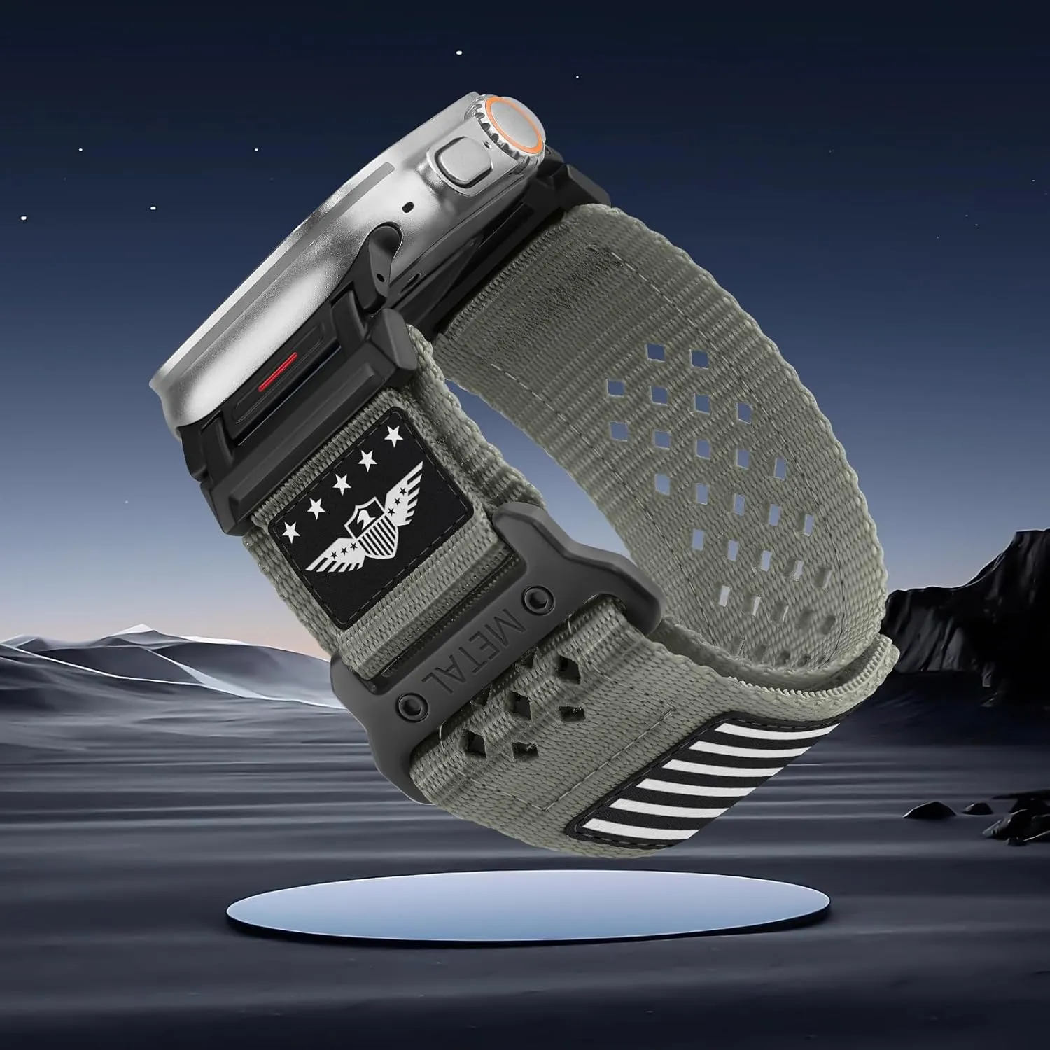 Rugged Nylon Band for Apple Watch Ultra 2 Bands for Men 49mm 46mm 45mm 44mm 42mm,Breathable Stars-Stripes Flag Wristband Workout Athletic Strap for iWatch Bands Ultra Series 10 9 8 7 6 5 4 3 SE/Ultra2