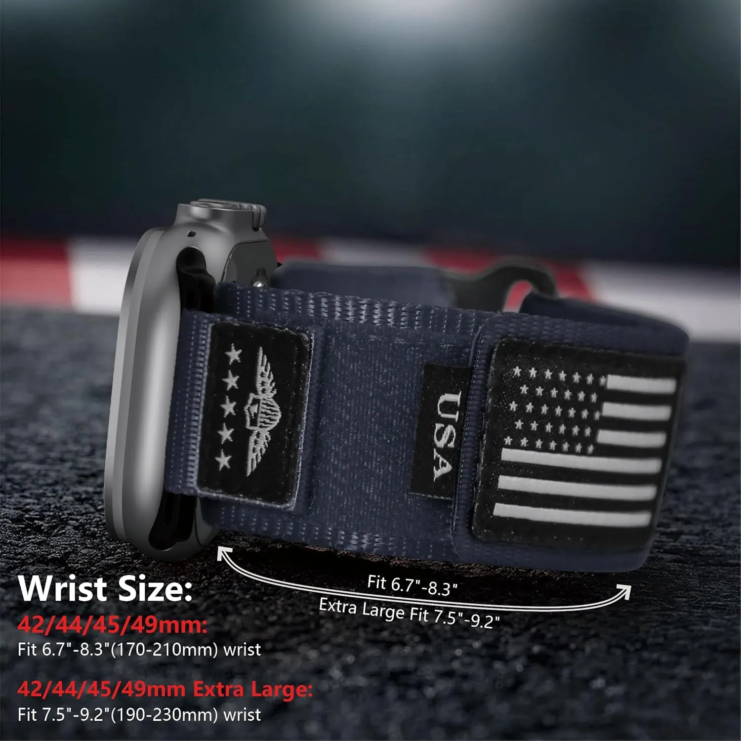 Rugged Nylon for Apple Watch Ultra 2 Band 49mm iWatch Bands 46mm 45mm 44mm 42mm Men,Soft Woven Adjustable Stars-Stripes Flag Wristbands Strap for Apple Watch Ultra Series 10/9/8/7/6/5/4/3/SE/Ultra2