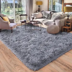 Rugs for Living Room, Area Rug 6x9 Fluffy Rug Carpet, Soft Shaggy Modern Floor Rug for Kids Boys Girls Bedroom, Plush Fuzzy Dorm Rug for Home Decor Aesthetic, Grey