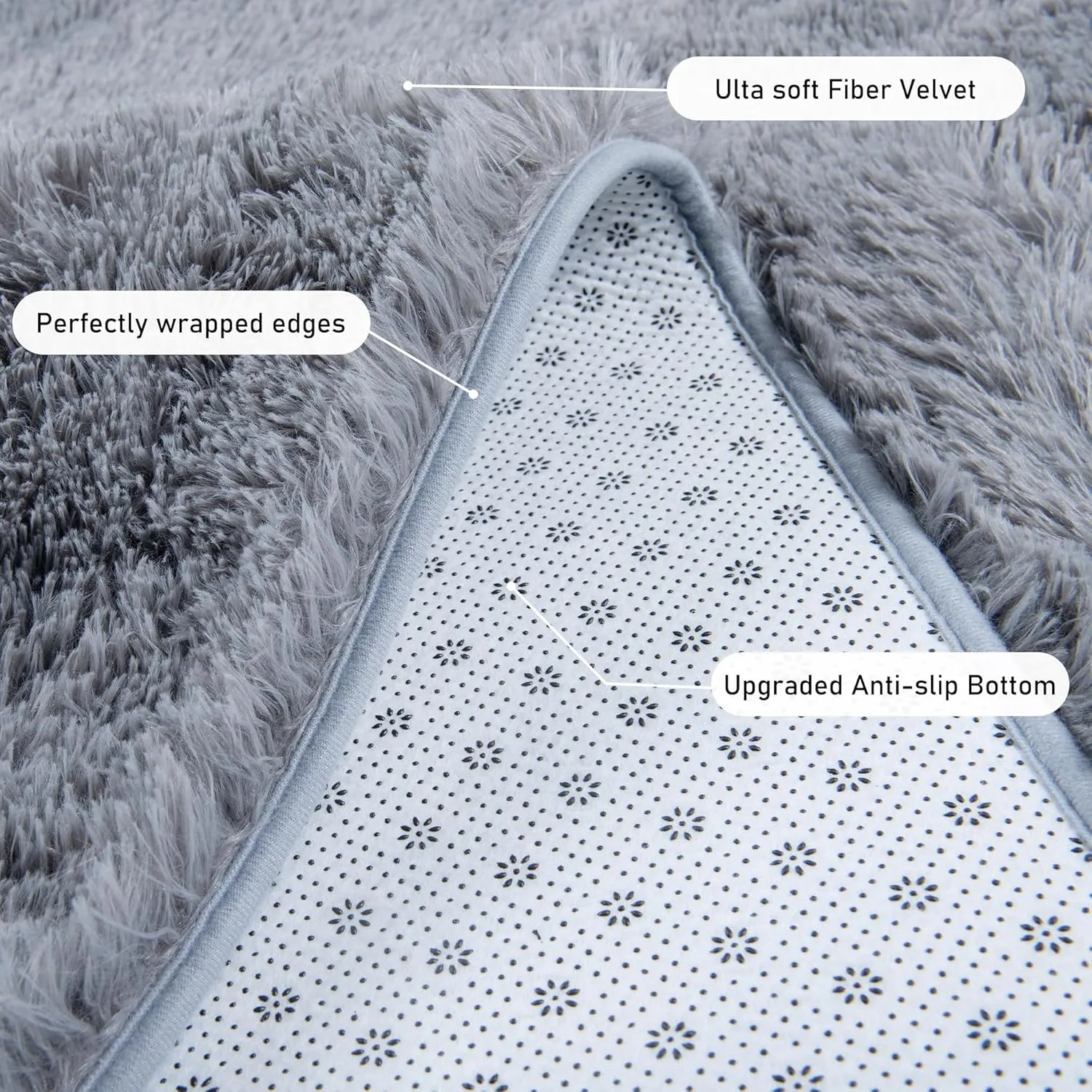 Rugs for Living Room, Area Rug 6x9 Fluffy Rug Carpet, Soft Shaggy Modern Floor Rug for Kids Boys Girls Bedroom, Plush Fuzzy Dorm Rug for Home Decor Aesthetic, Grey