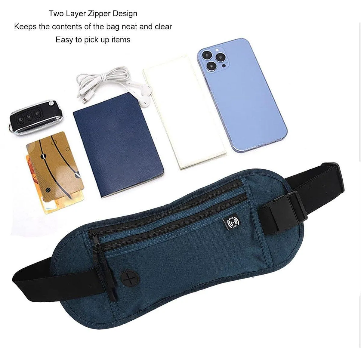 Running Hiking Sport Bum Bag Travel Phone Money Fanny Pack Waist Belt Zip Pouch