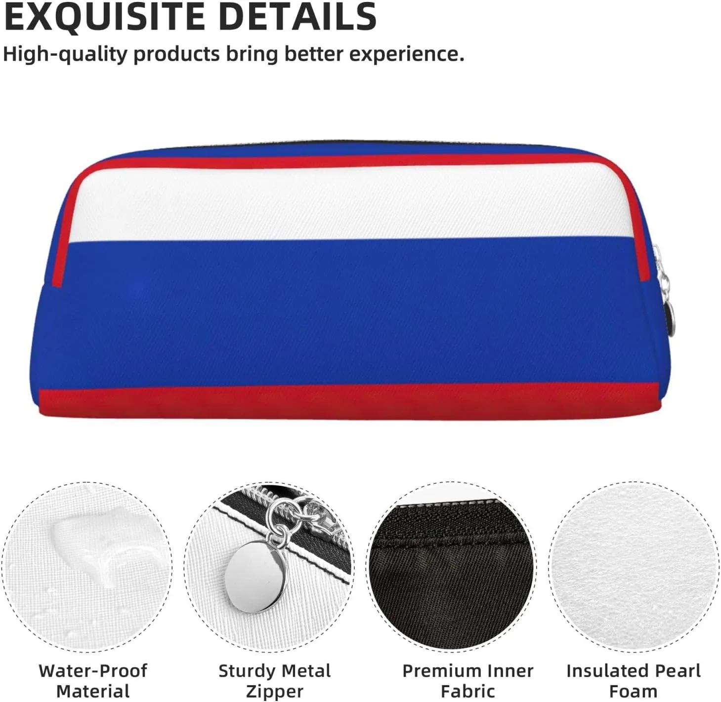 Russian Flag Print Versatile Storage Pouch Makeup Bag Travel Office Small Items Organizer Bag