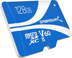 SABRENT Rocket V60 microSDXC Memory Card | 128GB, V60 Specification, 8K Video, A1, UHS-II Compatible (SD-MT60-128GB)