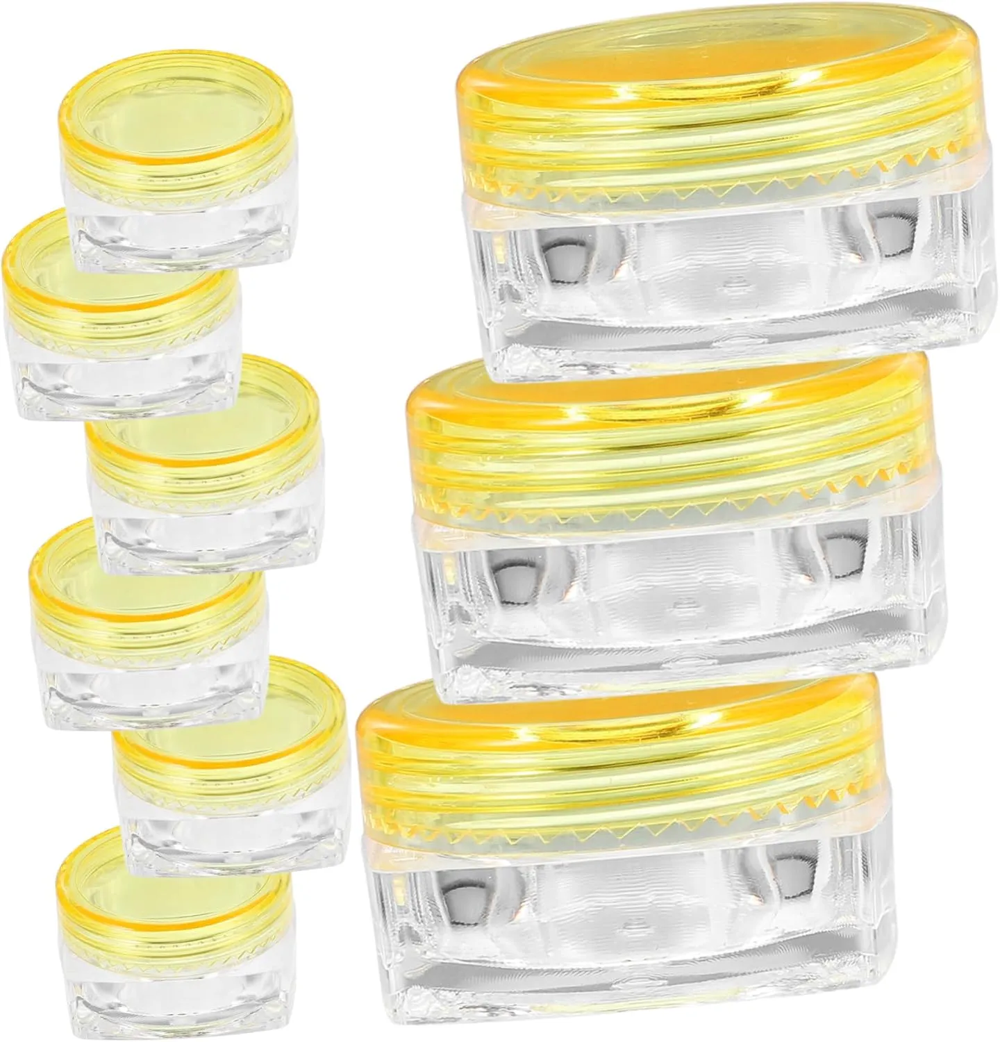 SAFIGLE 24 Pack Square Bottom Facial Cream Containers Wide Mouth Travel Jars Plastic Storage Lids
