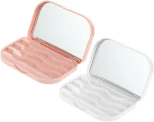 SAFIGLE 2pcs Eyelash Storage Box with Mirror Reusable Case for Artificial Eyelashes for Travel and Daily Use Friends and Family