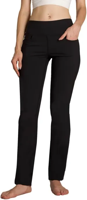 Safort Women's Yoga Pants Straight Leg Yoga Dress Pants 28"/30"/32"/34" Long Tall Inseam Stretch Slacks Pocket for Workout