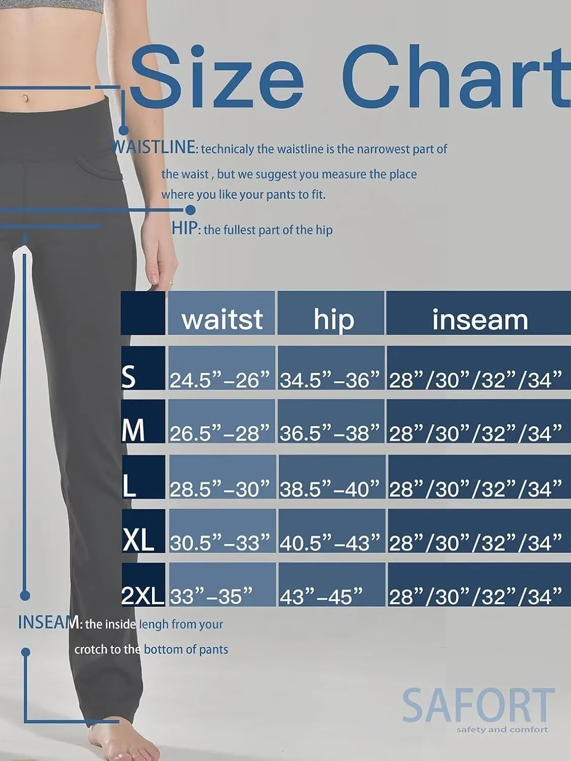 Safort Women's Yoga Pants Straight Leg Yoga Dress Pants 28"/30"/32"/34" Long Tall Inseam Stretch Slacks Pocket for Workout