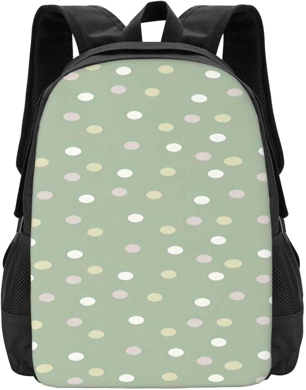Sage Polka Dots Backpack Minimalist Large Capacity Backpack 16.5 inch Leisure Travel Daypack