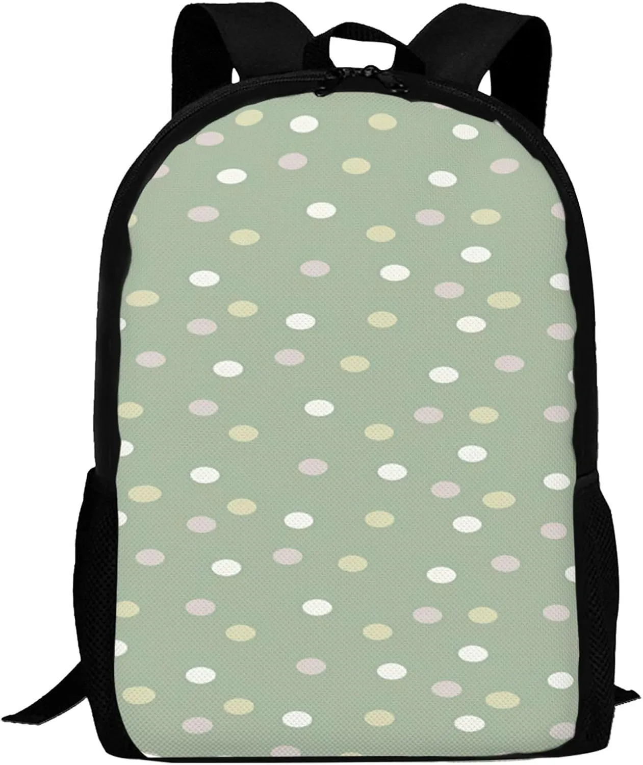 Sage Polka Dots Backpack Minimalist Large Capacity Backpack 16.5 inch Leisure Travel Daypack