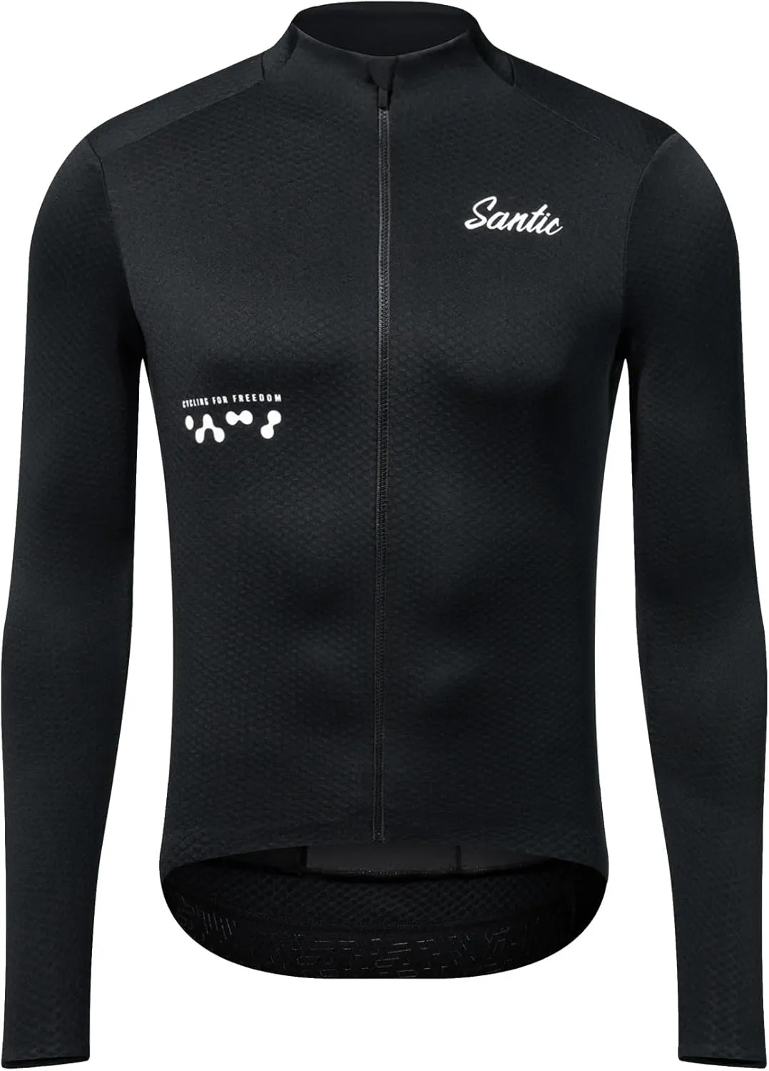 Santic Men's Cycling Jersey Winter Thermal Pro Long Sleeve Fleece Cycling Jacket with 3 Pockets