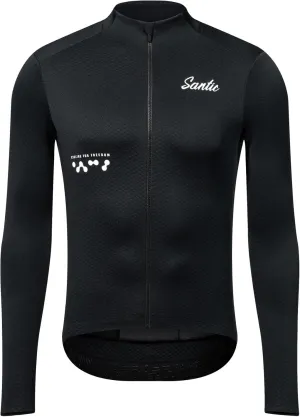 Santic Men's Cycling Jersey Winter Thermal Pro Long Sleeve Fleece Cycling Jacket with 3 Pockets